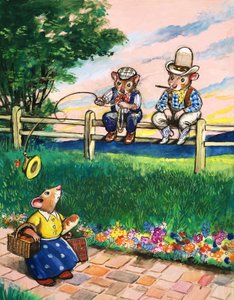 Town Mouse and Country Mouse (gouache på papper) av Philip Mendoza