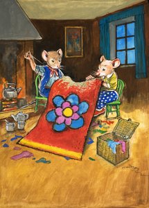 Town Mouse and Country Mouse (gouache på papper) av Philip Mendoza