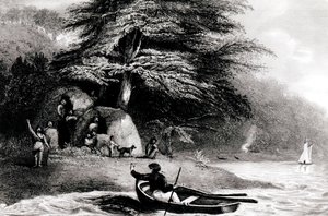 Fuegian Wigwams vid Hope Harbour i Magdalen Channel, graverade av S. Bull, 1838 av Philip Parker King
