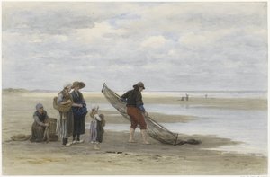 Räkfiskare på stranden Pêcheur de crevettes (titel på objekt) av Philip Sadée