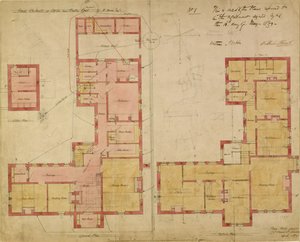 Planer för Röda huset, Bexley Heath, 1859 (penna och bläck och wc på papper)