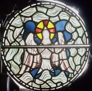 Den helige Ande, detalj från skapelsens fönster, 1861 målat glasdetalj av 120153 av Philip Webb
