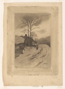 Gårdar längs en väg med kala träd Hiver (originaltitel)