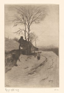 Gårdar längs en väg med kala träd Hiver (originaltitel)