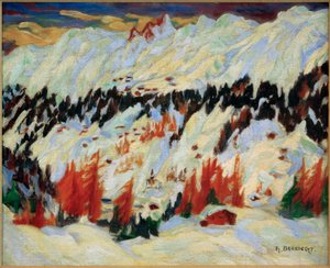 Vinterlandskap nära Davos Frauenkirch, (Vinterlandskap nära Davos Glacis) av Philipp Bauknecht