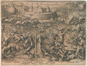 Fortitudo Fortitude från De sju dygderna, 1559. av Philipp Galle