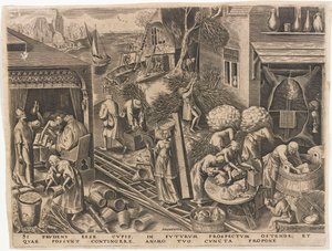 Prudentia Prudence från De sju dygderna, 1559.