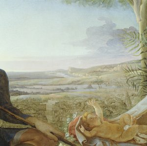 Kristusbarn och landskap från Rest on the Flight into Egypt, 1805-06 (detalj från 141645) av Philipp Otto Runge
