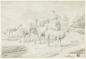 Herdinnan och fåren av Philipp Peter Roos