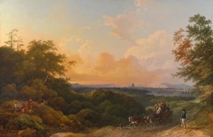 The Evening Coach, London i fjärran av Philippe-Jacques de Loutherbourg