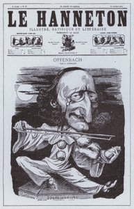 Karikatyr av den tyskfödde franske kompositören Jacques Offenbach (litho) av Philippe Auguste Cattelain
