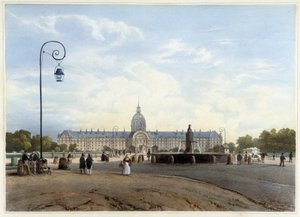 Hôtel des Invalides sett från Champ de Mars - i ""Walk in Paris and its environments"", av Jacottet och Benoist, red. Gihaut av Philippe Benoist