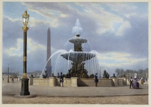Place de la Concorde - i "Walk in Paris and its environments", designad av Jacottet och Benoist, ca. 1840