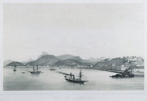 Nio panoramautsikt över Rio de Janeiro: Santa stränder. Lucia till Gloria, 1862 av Philippe Benoist