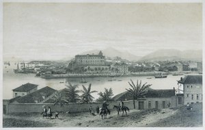 Nio panoramautsikt över Rio de Janeiro: Från Cobras Island, 1862 av Philippe Benoist