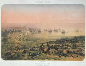 Slagfältet vid Alma efter segern, 20 september 1854 (lito i färg) av Philippe Benoist