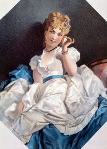 Kvinnan i skalet Litografi av Philippe Jacques Linder (1835-?). 1800-talets privata samling