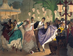 Vals på Bal Mabille (färg litho)