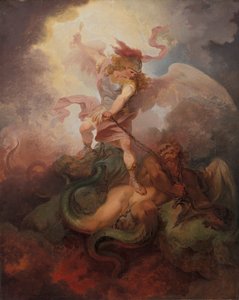 Ängeln som binder Satan av Philippe Jacques de Loutherbourg