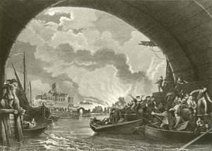Den stora branden i London av Philippe Jacques de Loutherbourg
