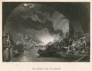 Den stora branden i London av Philippe Jacques de Loutherbourg