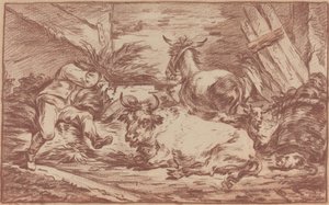 Djur i ett stall av Philippe Jacques de Loutherbourg II