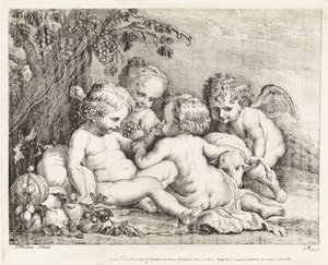 Kristus, Johannes Döparen och två putti