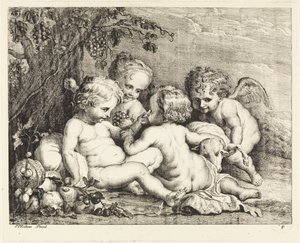 Kristus, Johannes Döparen och två putti