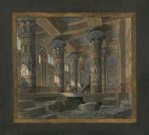 Scenografi av Philippe Chaperon för operan Aida av Giuseppe Verdi (1813-1901): Isis tempel