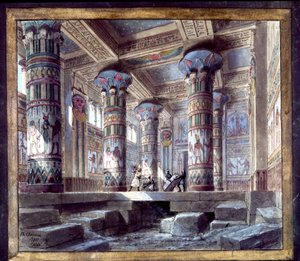 Scenografi av Philippe Chaperon för operan Aida av Giuseppe Verdi
