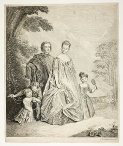 Familjepromenaden, även kallad Philippe Mercier, hans första fru och familj av Philippe Mercier