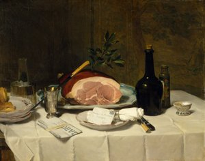 Stilleben med skinka, 1870-talet.