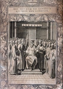 Stadgar för Maltas orden "Statuta Hospitalis Hervsalem"" (Riddarnas råd), av Philippe Thomassin, sent 1500-tal av Philippe Thomassin