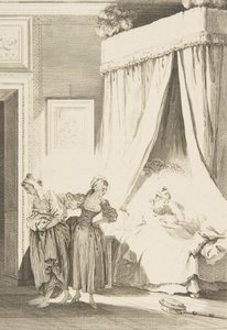 La Gageure des trois Commeres: La Servante, från Sagor och noveller på vers ..., publicerad 1795. av Philippe Triere