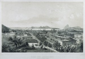 Nio panoramautsikt över Rio de Janeiro: Catette och ingången till Barra av Philippe and Ciceri Eugene Benoist