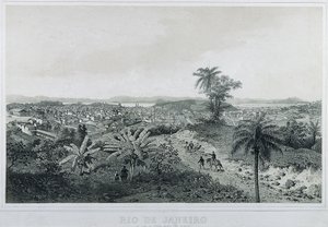 Nio panoramautsikt över Rio de Janeiro: Från sidan av landet Morro de Senado av Philippe and Ciceri Eugene Benoist