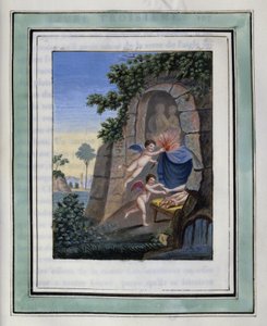 Daphnis och Chloes kärleksnatt. Teckning av Philippe d