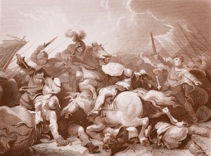 Battle of Bosworth Field, graverad av A.H. Payne (litho)