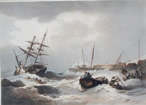Storm off Margate, från "The Romantic and Picturesque Scenery of England and Wales", publicerad 1805 (färggravyr)