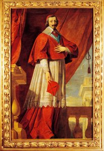 Frankrike, Fontaine Chaalis, Porträtt av kardinal Richelieu (1585-1642), fransk statsman och präst. av Philippe de (school of) Champaigne