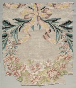 Sidenfragment, del av panel som heter Le panier fleuri, 1770.
