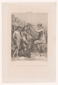 Apoteos av Jean Racine Hans geni och Melpomene leder honom till odödlighet av Philippus Velijn