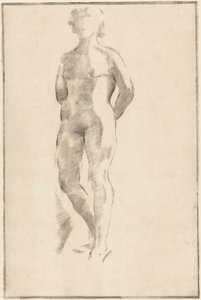 Stående naken kvinna med händerna bakom ryggen av Philippus de Groot (signed by artist)