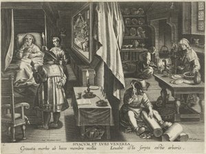 Medicin mot syfilis av Philips Galle (attributed to workshop of)