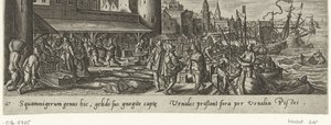 Vismarkt Jacht en visvangst (serietitel) Jakt, fiske och jakttyper (serietitel) av Philips Galle (attributed to workshop of)