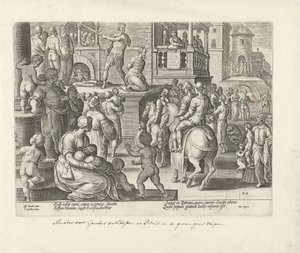 Halshuggning av Jakob den Större Apostlarnas handlingar (serietitel) Acta Apostolorum (serietitel) av Philips Galle (possibly)