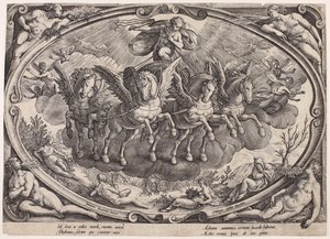 Apollo (Sol) med solvagnen (De fyra årstiderna med solen, titelblad) av Philips Galle