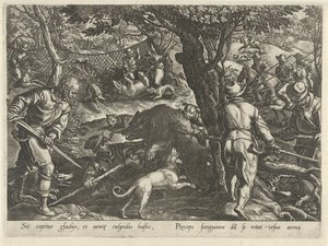 Berenjacht Jachttaferelen (serietitel) Där alla typer av jakt, fågelfågel och fiske (serietitel) av Philips Galle