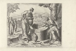 Kristus och den samaritanska kvinnan vid brunnen Sex scener med Kristus och kvinnor från evangelierna (serietitel) av Philips Galle