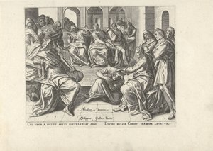 Kristus botar en förlamad kvinna Sex scener med Kristus och kvinnor från evangelierna (serietitel) av Philips Galle